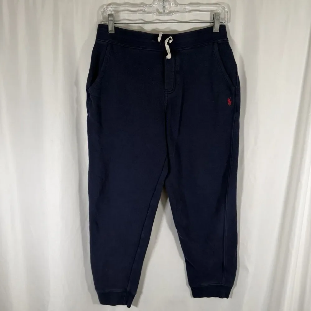 Polo Ralph Lauren Joggers Boys Large 14 16 Blue Drawstring Pockets Cotton Blend